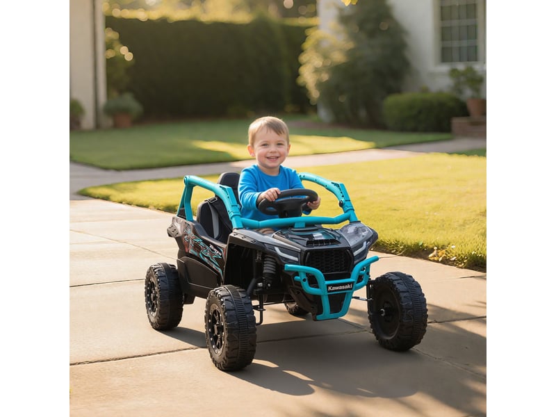  Voiture électrique kawasaki teryx krx 1000 12v sous licence pour enfants, télécommande, suspension arrière, bleue  - Conforama D