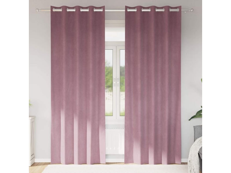 Lot de 2 rideaux, rideaux de fenêtre rose foncé 140 x 245 cm velours cf44113 - Conforama B