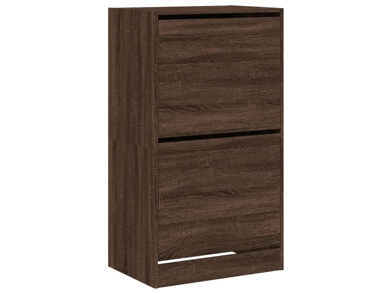  Meuble à chaussure | armoire à chaussures 2 tiroirs rabattables chêne marron  - Conforama A
