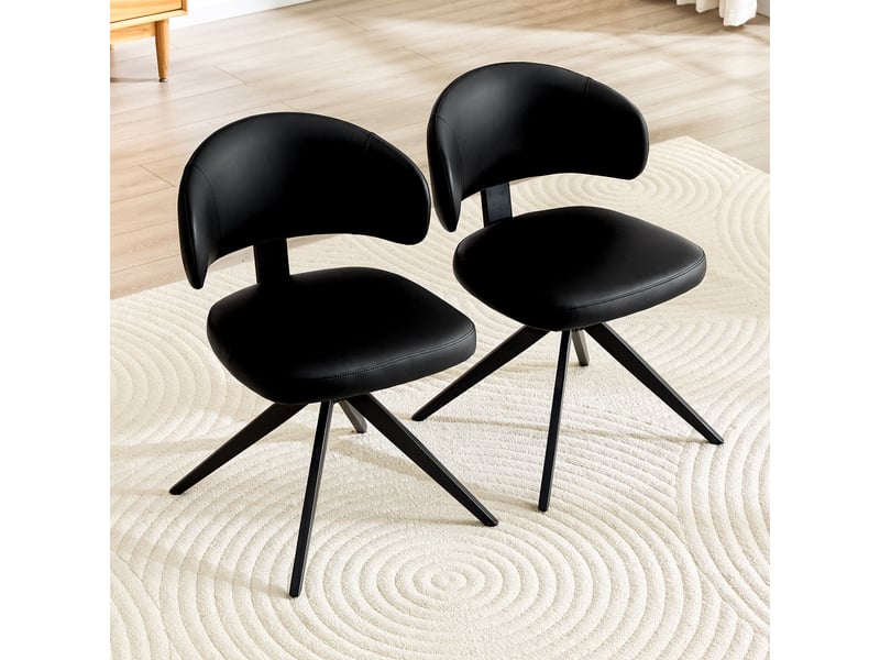  Lot de 2 chaises de salle à manger pivotantes,style scandinave,pu,noir  - Conforama B
