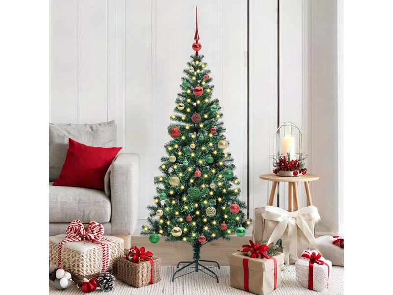  Sapin de noël artificiel, arbre de noël pré-éclairé vert 150 cm pvc et métal shl1077  - Conforama B