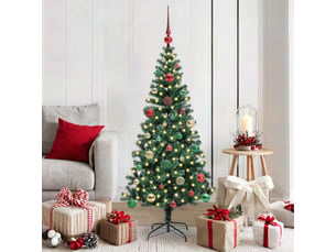 Sapin de noël artificiel, arbre de noël pré-éclairé vert 150 cm pvc et métal shl1077