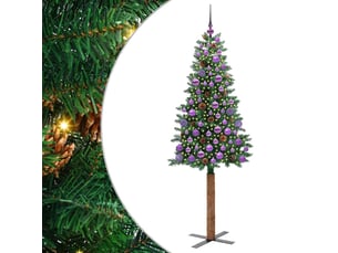 Sapin de noël, arbre de noël mince vert 180 cm pvc et bois de pin massif shl1605