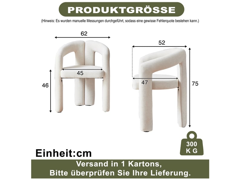  Lot de 2 chaises de salle à manger avec accoudoirs en chenille beige  - Conforama C