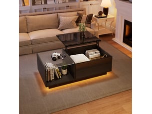 Table basse led relevable 100 cm noire avec rangement