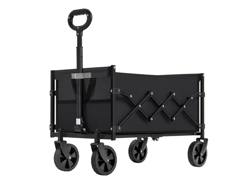  Chariot pliable, chariot à main avec poignée et 4 roues, pour l’extérieur et le jardin, noir  - Conforama A