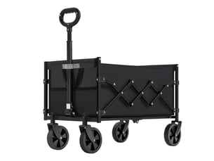 Chariot pliable, chariot à main avec poignée et 4 roues, pour l’extérieur et le jardin, noir