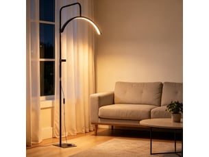 Lampadaire led demi-lune 77,5 x 20,5 x 136-186 cm – noir – 36 w dimmable, 7 températures