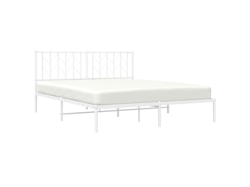  Lit double- lit adulte -  cadre de lit métal sans matelas et tête de lit blanc 160x200 cm  - Conforama B