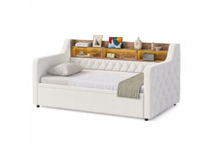 Lit gigogne 2x90x190 cm ULQENI   coloris beige