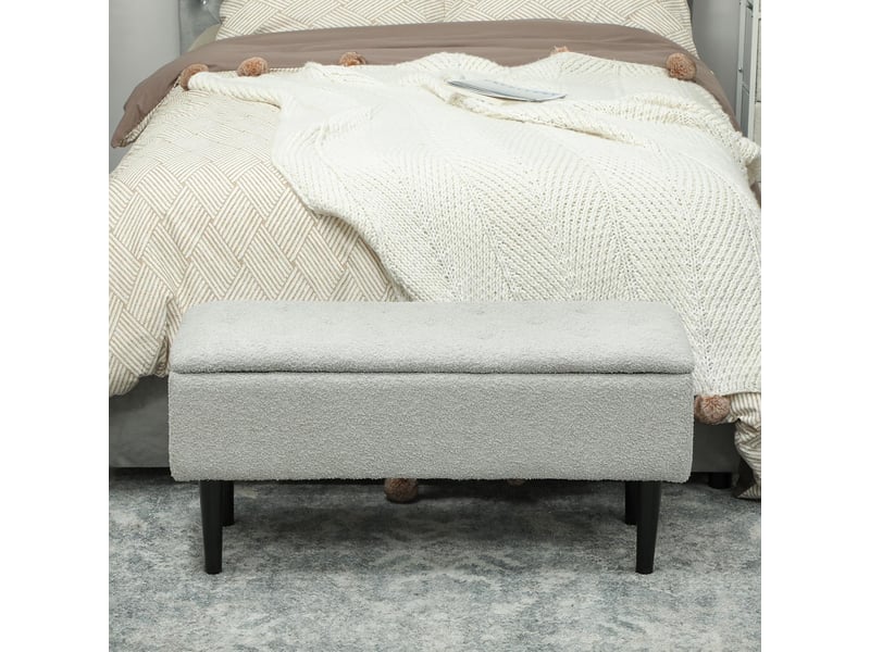  Banc coffre de rangement gris 95 x 38 x 45 cm  - Conforama D