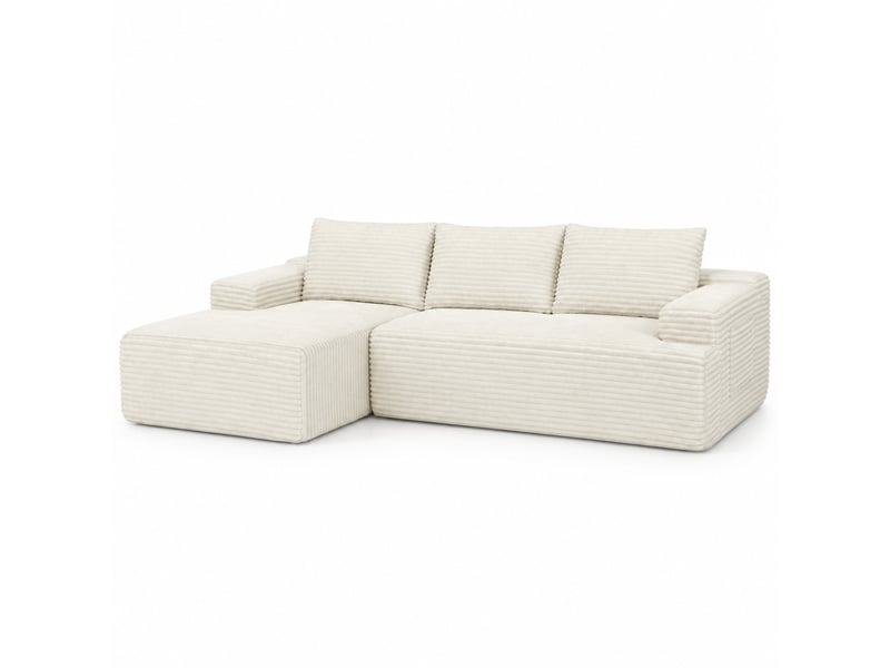  Canapé d’angle convertible 4 places en velours côtelé beige, modèle cloud modulaire au confort profond  - Conforama A