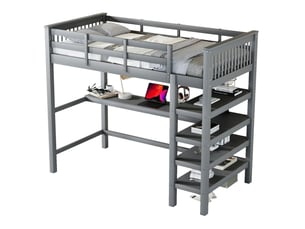 Lit mezzanine 90x200 cm <strong>MODENUIT </strong>  <strong></strong> coloris gris