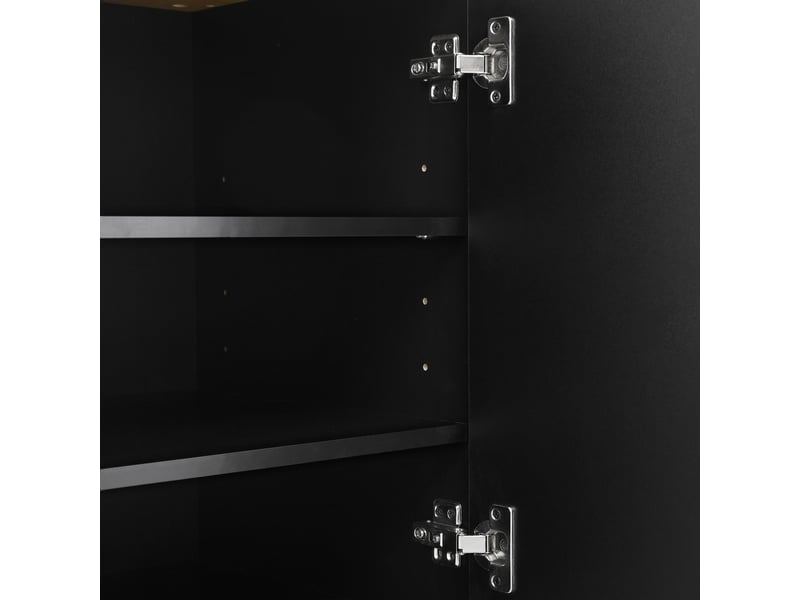 Meuble à chaussures 105x39,5x100,5 cm noir et bois avec éclairage led intégré et rangements réglables  - Conforama D