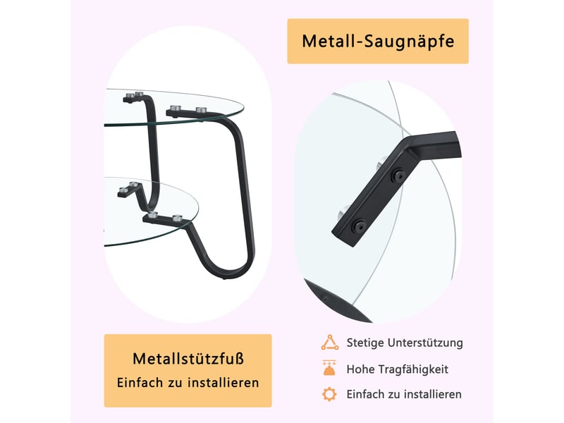  Table basse en verre trempé - design industriel moderne - cadre en métal robuste - deux niveaux de plateaux noir - Conforama W