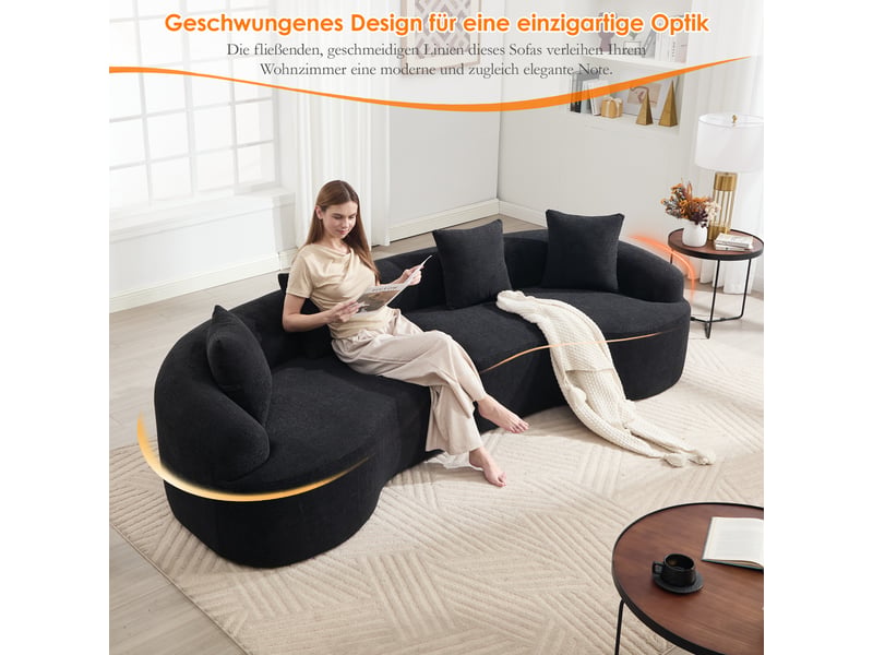 Canapé modulable courbé 4 places - 4 places - design courbé moderne - chenille - modulaire - confortable 275x115x63cm - Conforama C