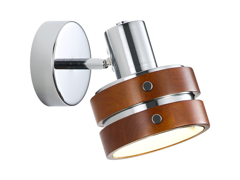  Applique murale française couleur noyer corps de lampe en fer forgé + abat  jour en bois massif  - Conforama A