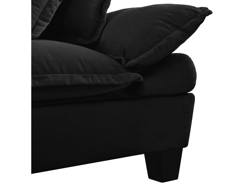 Canapé d'angle modulable convertible en l 4 places 263 cm chenille noire avec ottomane amovible - Conforama E