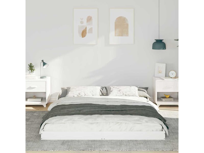  Lit double- lit adulte -  cadre de lit blanc 150 x 200 cm pin massif  - Conforama B