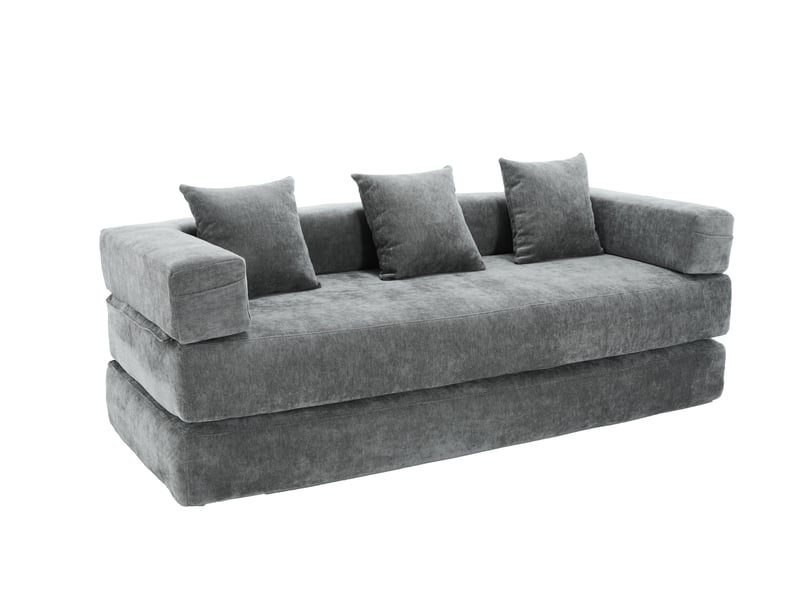  Canapé modulable chenille block ultra doux avec poches latérales rangement diy combinable antidérapant  - Conforama A
