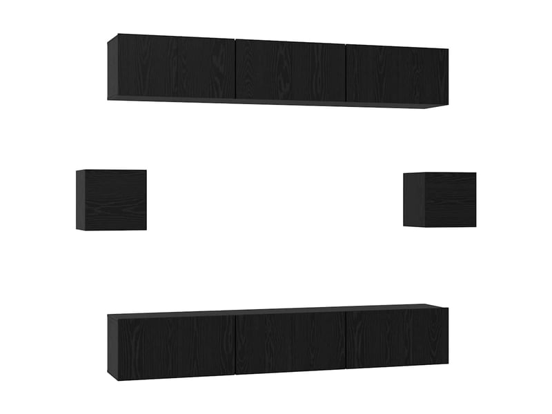  Ensemble meuble tv - banc tv - meuble de rangement 8 pcs chêne noir bois d'ingénierie  - Conforama A