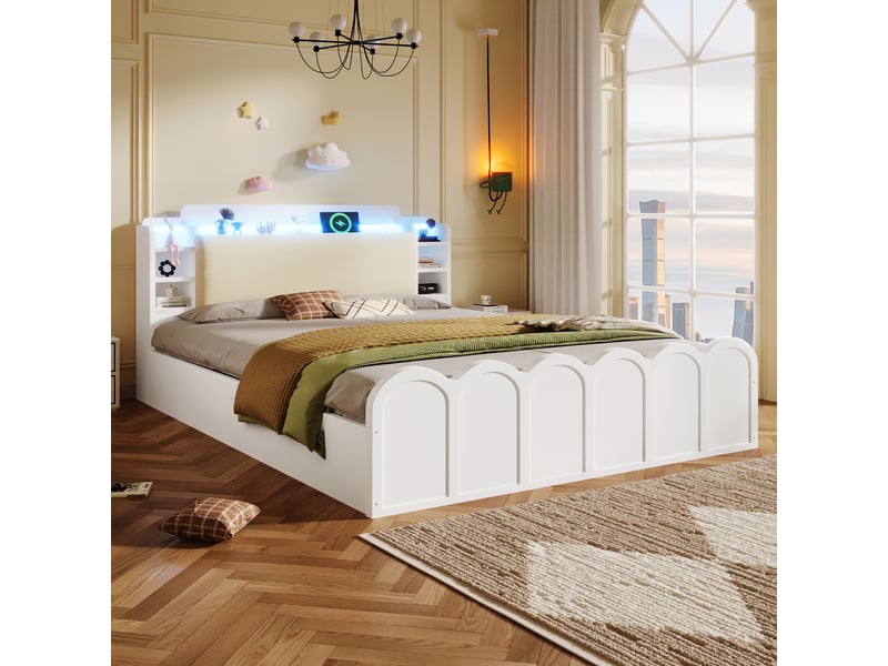 Lit en panneaux de particules blanc 140x200 cm - Conforama D