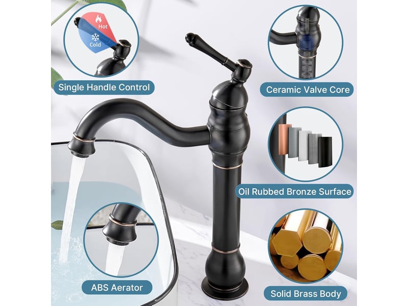  Robinet salle bain haut peut pivoter à 360 °mitigeur lavabo noir  - Conforama D
