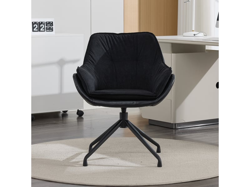  Fauteuil de bureau pivotant,67,5x66x80 cm,avec accoudoirs,similicuir,noir  - Conforama B