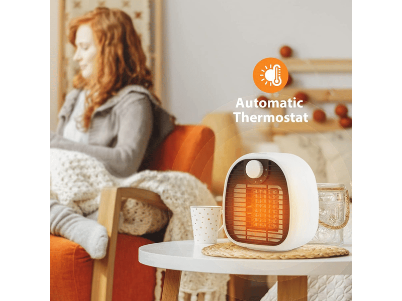  Chauffage soufflant, chauffage électrique en céramique de 1000 w avec 2 niveaux de chauffage et ventilation naturelle, protection contre la surchauff, multicolore XLH-ZLS-005881MF - Conforama E