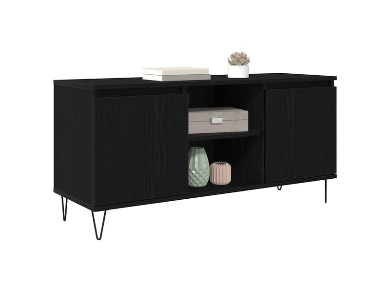  Meuble tv - banc tv - meuble de rangement 104 x 35 x 50 cm chêne noir bois d'ingénierie  - Conforama C