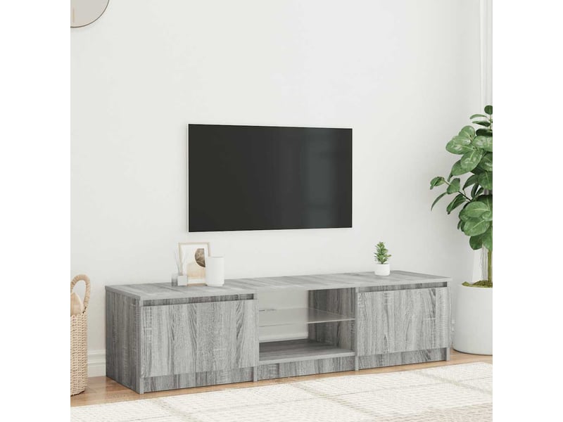  Meuble tv - banc tv - meuble de rangement avec lumières led sonoma gris 140x40x36 cm  - Conforama B