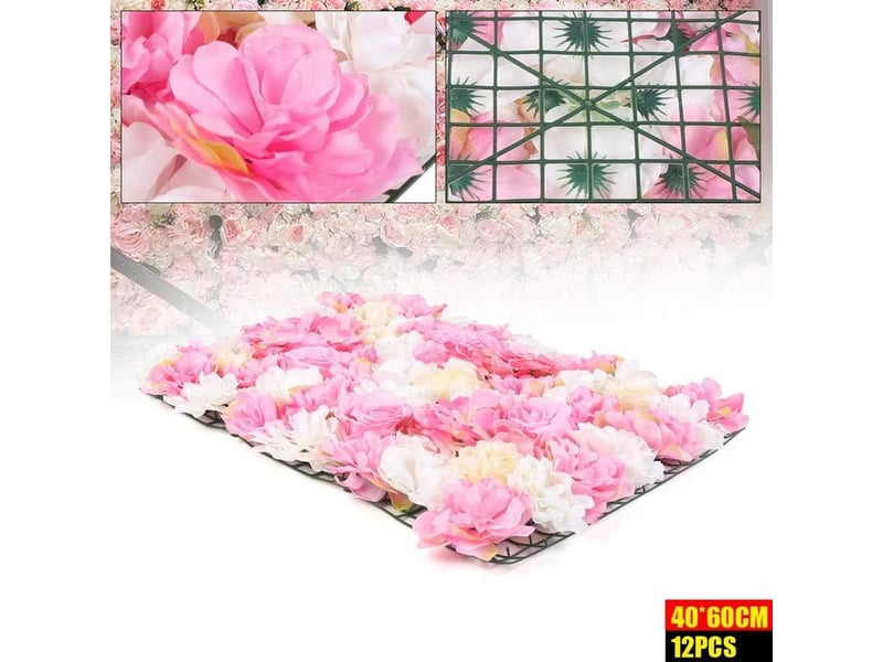  Mur de fleurs artificielles, 12 fleurs mariages, rue, fond mural, 40 x 60 cm, mariages, fêtes, décoration maison, rose  - Conforama D