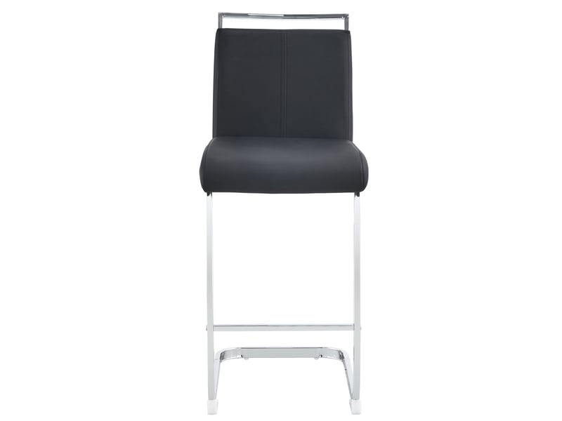  Lot de 2 tabourets de bar cantilever 33 x 46,5 x 96,5 cm - assise en cuir pu et structure métal argenté - noir  - Conforama A