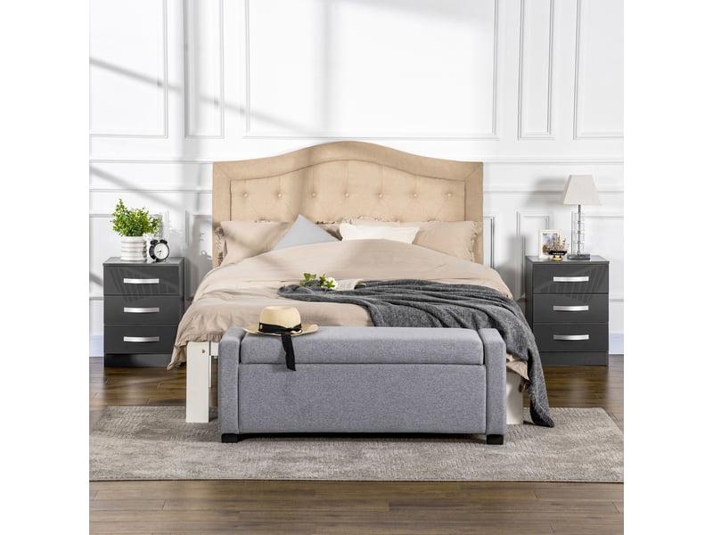  Ensemble de 2 tables de chevet modernes à 3 tiroirs pour chambre et salon, en aggloméré, 40 x 36 x 56 cm, gris  - Conforama C