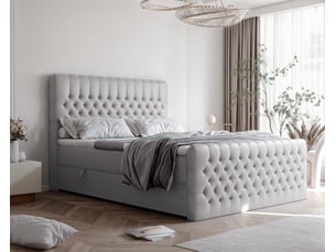 Lit coffre 200x200 cm <strong>IDOHOME</strong>  <strong>ALBA PLUS</strong> coloris gris