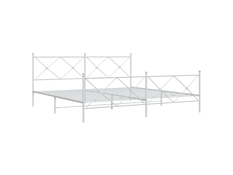  Lit adulte, lit double, cadre de lit métal sans matelas et pied de lit blanc 200x200cm cf9751  - Conforama C