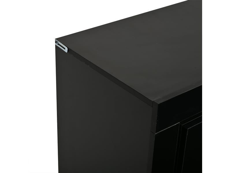  Buffet noir brillant avec éclairage led, 140 cm, 2 portes et 3 tiroirs, meuble de rangement en mdf pour salon, couloir ou bureau  - Conforama W