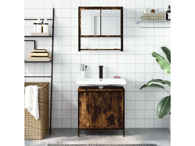  Ensemble de meubles de salle de bain 2 pcs chêne fumé cf63577  - Conforama C