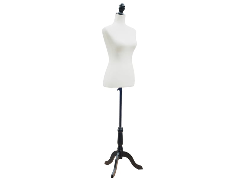  Torse de mannequin, buste de couture, mannequin de vitrine, mousse, bois, métal, blanc  - Conforama A
