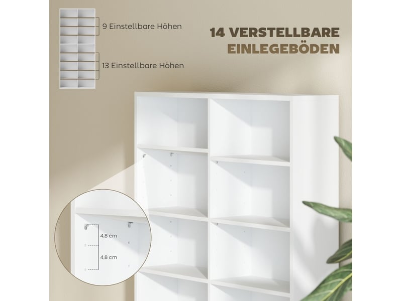  Meuble de rangement multimédia 78,5 x 24 x 175 cm – blanc – 14 étagères réglables, anti-basculement  - Conforama C
