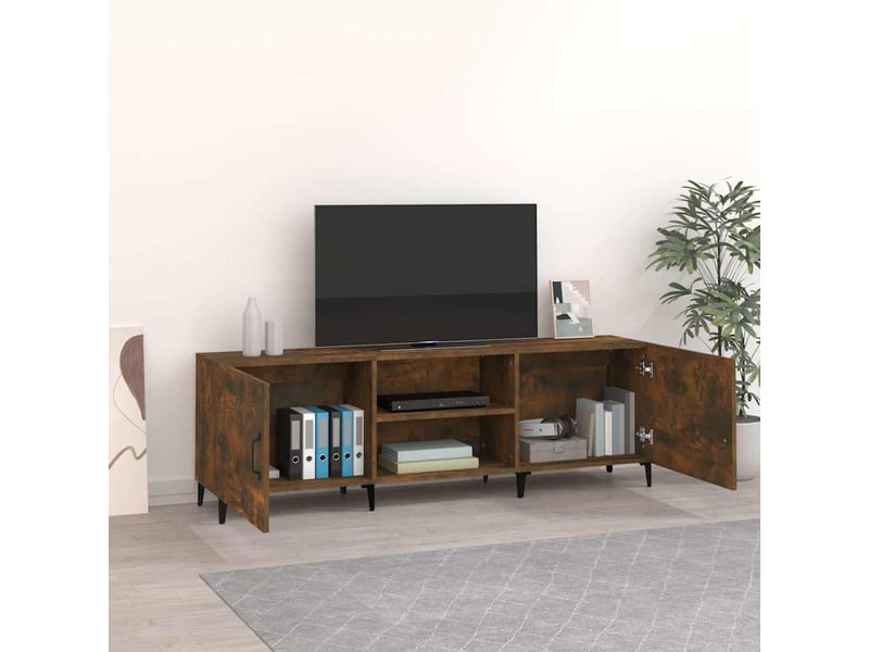  Meuble tv - banc tv - meuble de rangement chêne fumé 150x30x50 cm bois d'ingénierie  - Conforama C