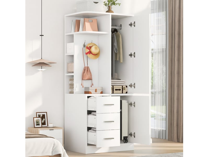  Armoire modenvie 1 porte avec rangement 70 x 50 x 170 cm blanche  - Conforama B