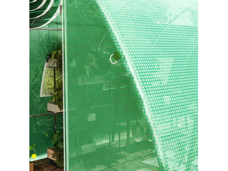  Bâche de remplacement pour serre 400 x 300 x 200 cm – vert – fenêtres enroulables et porte zippée – ventilation réglable  - Conforama B