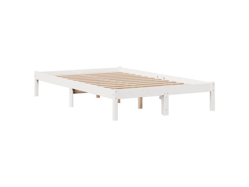  Lit double- lit adulte -  lit bibliothèque sans matelas blanc 135x190 cm bois pin massif  - Conforama D