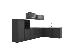 Vicco cuisine en angle, anthracite campagneanthracite, 347 x cm plan de travail marbre