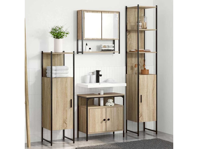  Ensemble de mobilier de salle de bain 4 pc chêne sonoma cf64520  - Conforama B
