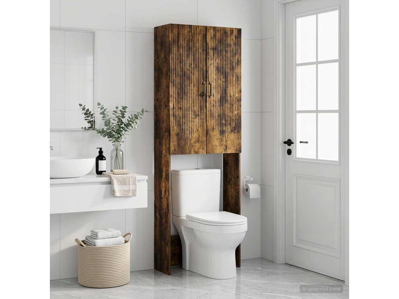  Armoire de toilette, meuble de toilette hoorn chêne fumé 66x25.5x190 cm  - Conforama C