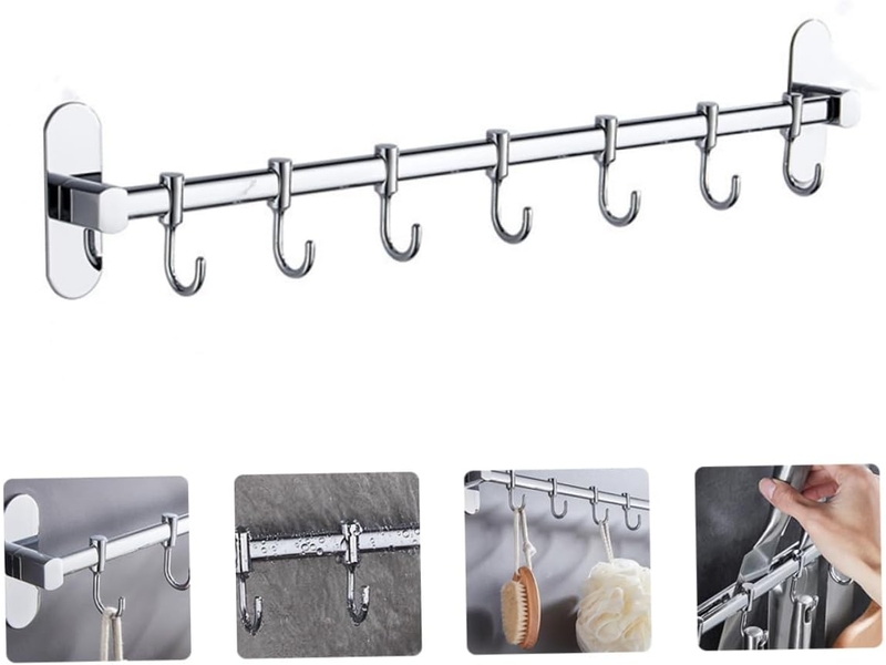 Crochet de rangement de cuisine sans perçage, de suspension mobile pour ustensiles, étagère de murale, gris GTR03631 - Conforama C