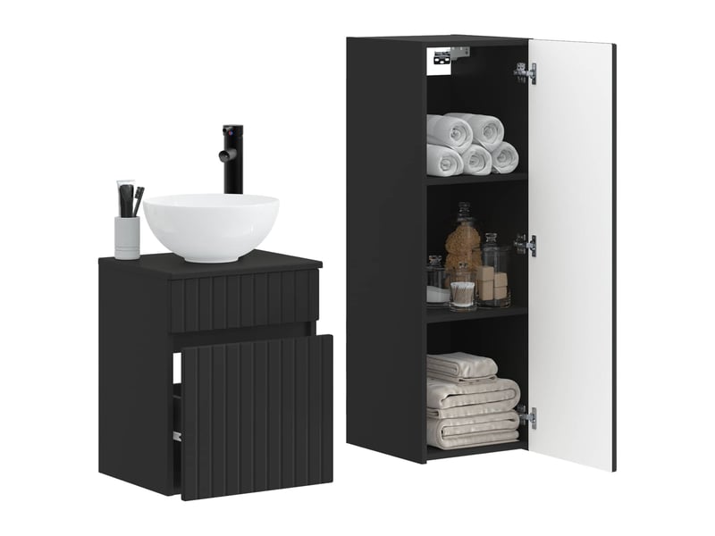  Ensemble de mobilier de salle de bain 2 pcs noir  - Conforama C