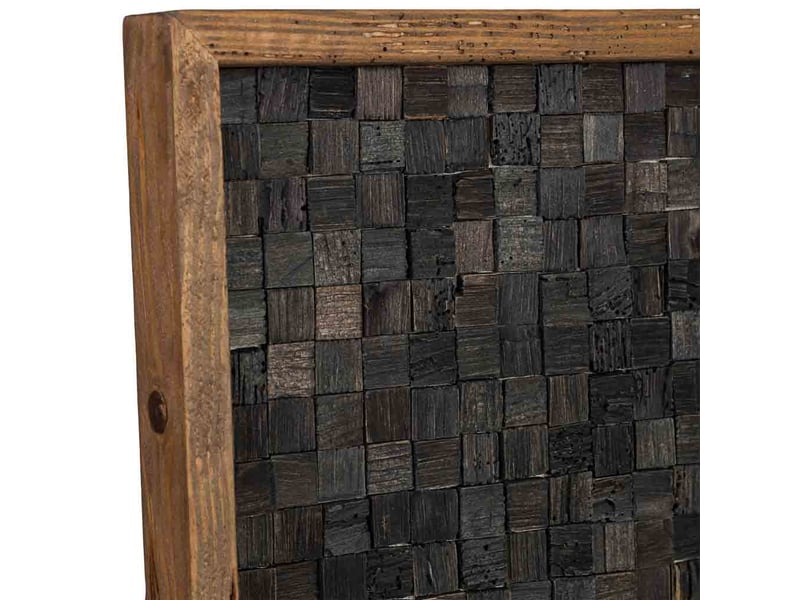 Tableau artisanal en bois recyclé relief beige et noir 62x4x82 cm h - Conforama E